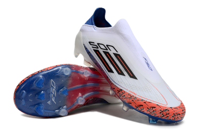 Men's Adidas F50 Elite Laceless FG Football Boots - White/Red/Blue