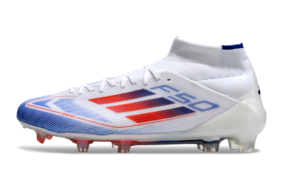 Men's Adidas F50 Elite Mid FG Football Boots - White/Blue/Red