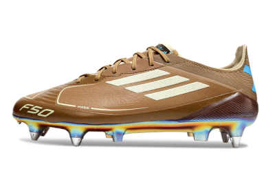 Men's Messi x Adidas F50 Elite SG Football Boots - Brown/White/Blue