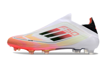Men's Adidas F50 Elite Laceless FG Football Boots - White/Red/Yellow