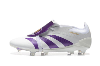 Men's Adidas Predator Accuracy Elite Foldover Tongue FG Football Boots - White/Purple/Gold