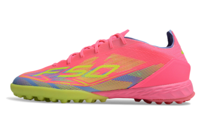 Men's Adidas F50 Pro TF Football Shoes - Pink/Blue/Yellow