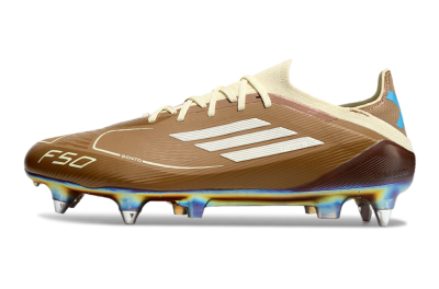 Men's Messi x Adidas F50 Elite Benito SG Football Boots - Brown/White/Blue
