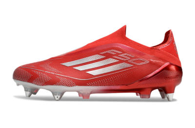 Men's Adidas F50 Elite Laceless SG Football Boots - Red/Silver