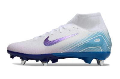 Men's Nike Air Zoom Mercurial Superfly 10 Elite SG Football Boots - White/Purple/Blue