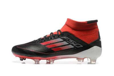 Men's Adidas F50 Elite Mid FG Football Boots - Black/Red/White