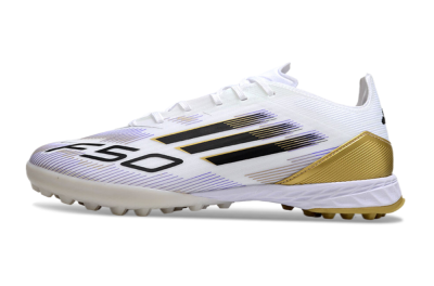 Men's Adidas F50 Pro TF Football Shoes - White/Black/Yellow