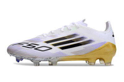 Men's Adidas F50 Elite FG Football Boots - White/Black/Yellow