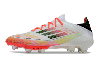 Men's Adidas F50 Lightstrike Elite Laceless FG Football Boots - White/Red/Yellow