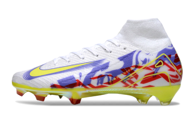 Men's Nike Air Zoom Mercurial Superfly 10 Elite FG Football Boots - White/Purple/Yellow/Red
