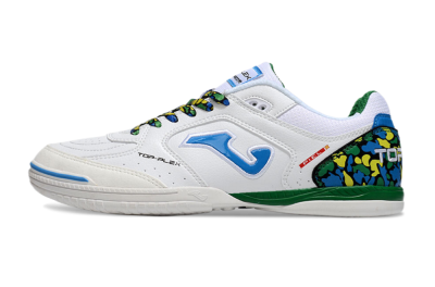 Men's Joma Top Flex IC Football Shoes - White/Blue/Green