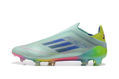 Men's Adidas F50 Elite Laceless FG Football Boots - Jade/Blue/Pink/Yellow