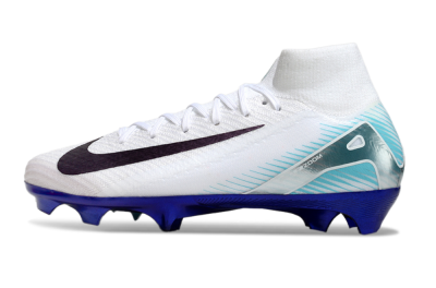 Unisex Nike Air Zoom Mercurial Superfly 10 Elite FG Football Boots - White/Purple/Blue