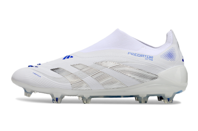 Men's Adidas Predator Elite 25 Laceless FG Football Boots - White/Blue/Black