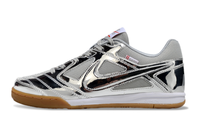 Men's Nike Street Gato IC Football Shoes - Silver/White/Brown