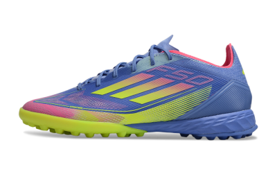 Men's Adidas F50 Pro TF Football Shoes - Blue/Yellow/Pink