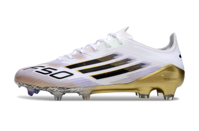 Men's Adidas F50 Elite FG Football Boots - White/Black/Gold