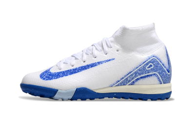 Kids Nike Air Zoom Mercurial Superfly 10 Elite TF Football Shoes - White/Blue