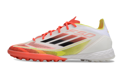 Men's Adidas F50 Pro TF Football Shoes - White/Red/Yellow