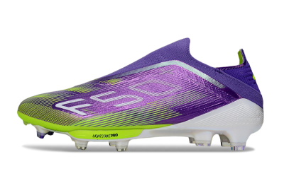 Men's Adidas F50+ Elite Laceless FG Football Boots - Purple/Yellow/White