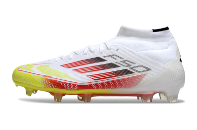 Men's Adidas F50 Elite Mid FG Football Boots - White/Red/Yellow