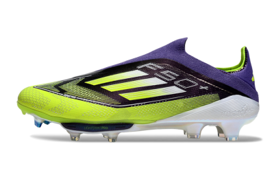 Men's Adidas F50+ Elite Lightstrike Pro Laceless FG Football Boots - Purple/Yellow/White