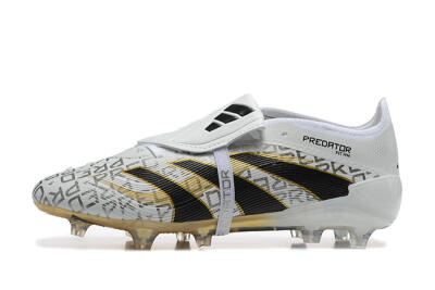 Men's Adidas Predator 25 Elite Foldover Tongue FG Football Boots - Grey/Black/Gold