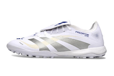 Men's Adidas Predator Elite Foldover Tongue TF Football Shoes - White/Silver/Blue