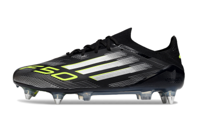 Men's Adidas F50 Elite SG Football Boots - Black/Silver/Yellow