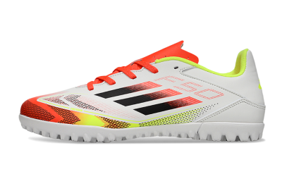 Men's Adidas F50 Club TF Football Shoes - White/Red/Yellow