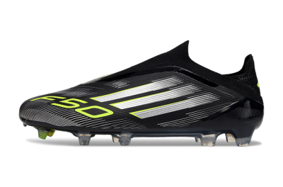 Men's Adidas F50 Elite Laceless FG Football Boots - Black/Silver/Yellow