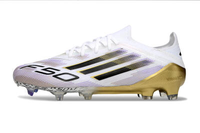 Men's Adidas F50 Elite FG Football Boots - White/Black/Purple/Gold