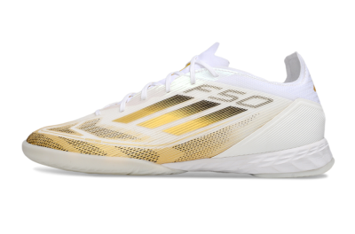 Men's Adidas F50 Pro IC Football Shoes - White/Black/Gold
