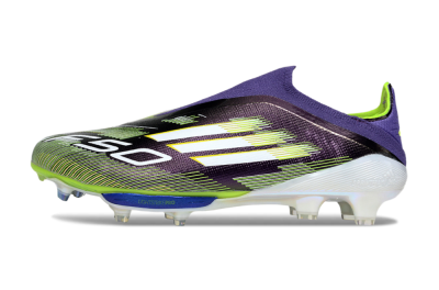 Men's Adidas F50+ Elite Lightstrike Pro Laceless FG Football Boots - Purple/White/Yellow