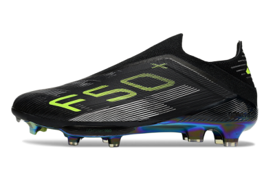 Men's Adidas F50+ Elite Lightstrike Pro Laceless FG Football Boots - Black/Yellow/Silver