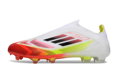 Unisex Adidas F50 Elite Laceless FG Football Boots - White/Red/Yellow
