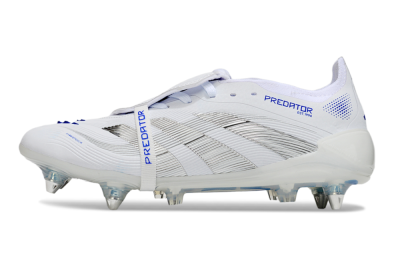 Men's Adidas Predator 25 Elite Foldover Tongue SG Football Boots - White/Silver/Blue