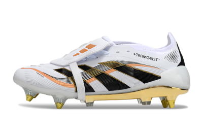 Men's Adidas Predator 25 Elite Foldover Tongue SG Football Boots - White/Black/Gold