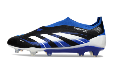 Men's Adidas Predator 25 Elite Laceless FG Football Boots - Black/White/Blue