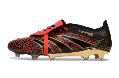 Men's Adidas Predator 25 Elite Foldover Tongue FG Football Boots - Black/Red/Gold