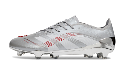 Men's Adidas Predator 25 Elite FG Football Boots - Silver/Red
