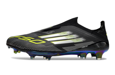 Men's Adidas F50+ Elite Lightstrike Pro Laceless FG Football Boots - Black/Silver/Gold