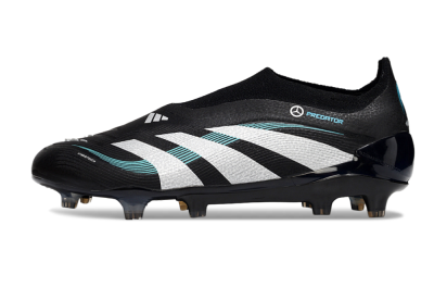 Men's Adidas Predator 25 Elite Laceless FG Football Boots - Black/White/Jade