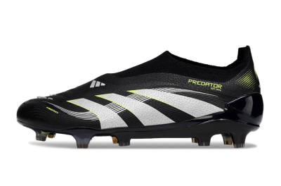Men's Adidas Predator 25 Elite Laceless FG Football Boots - Black/White/Yellow