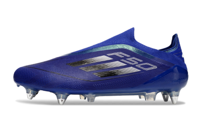 Men's Adidas F50 Elite Laceless SG Football Boots - Blue/Silver/Black