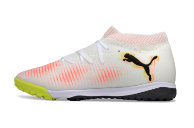 Men's Puma Future 8 Ultimate TF Football Shoes - White/Pink/Yellow