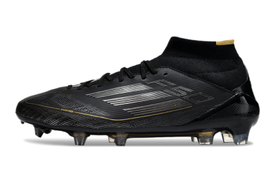 Men's Adidas F50 Elite Mid FG Football Boots - Black/Silver/Gold