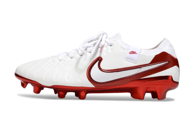 Unisex Nike Tiempo Legend 10 Elite FG Football Boots - White/Red