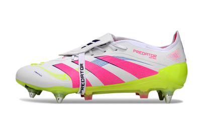 Men's Adidas Predator 25 Elite Foldover Tongue SG Football Boots - White/Pink/Yellow
