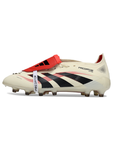 Men's Adidas Predator 25 Elite Foldover Tongue FG Football Boots - White/Black/Red